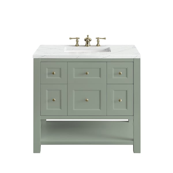James Martin Vanities Breckenridge 36in Single Vanity, Smokey Celadon w/ 3 CM Ethereal Noctis Top 330-V36-SC-3ENC - main